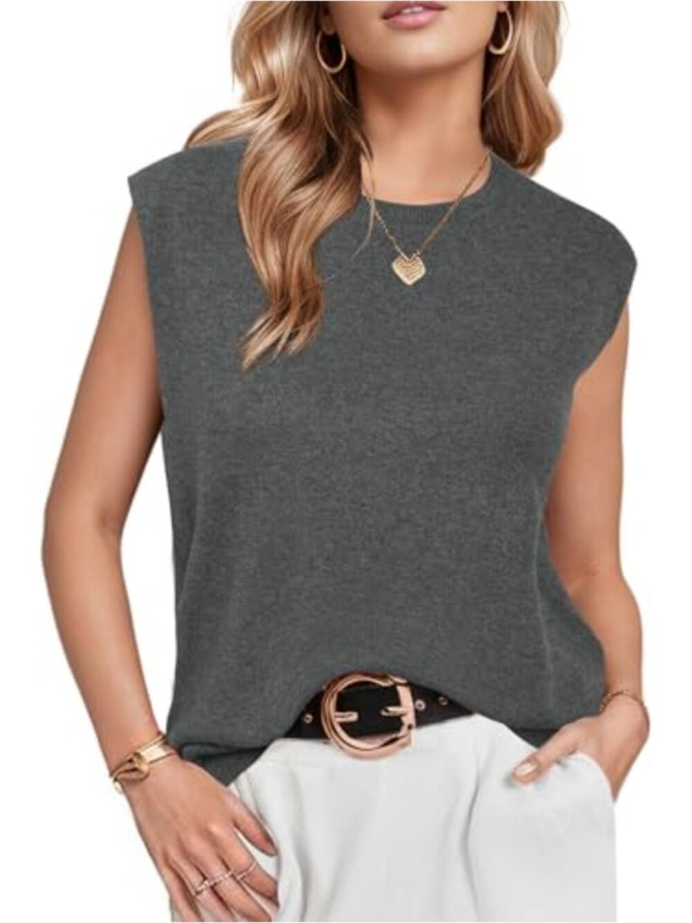 Womens Wool Blend Sleeveless Sweater Vest Tank Top Casual